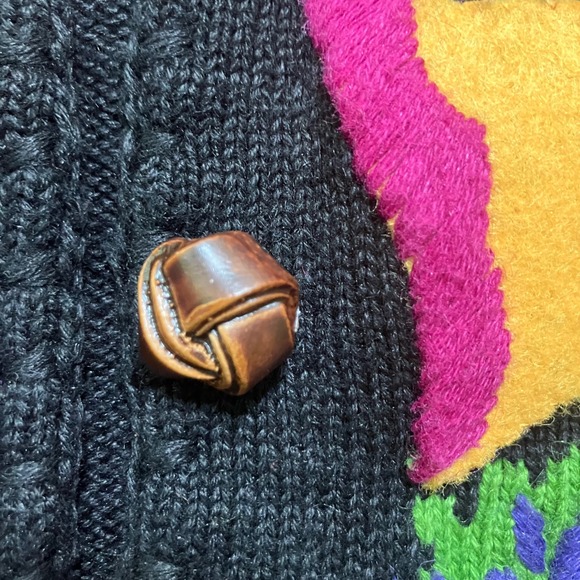 Michael Simon Vintage Fall Leaves Beaded Knit Cardigan Sweater Black XL Season - Picture 5 of 12